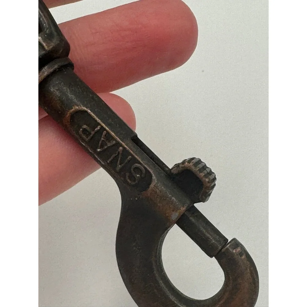Vintage Leather Belt Loop Key Fob Swivel Snap Hook USA Stamped Hardware Black